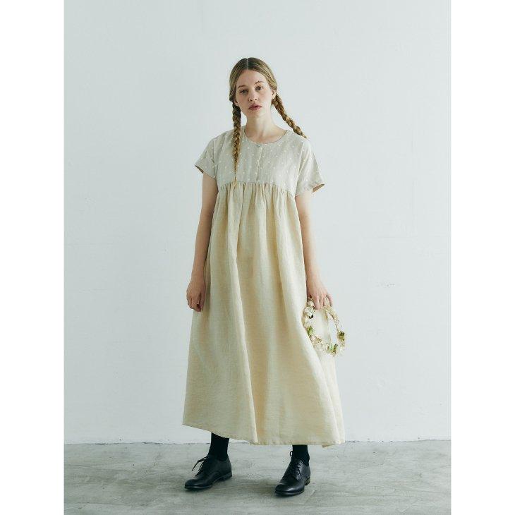 MAGALI | ブロイダリードット＆リネン・ラセンブレ・ワンピース  