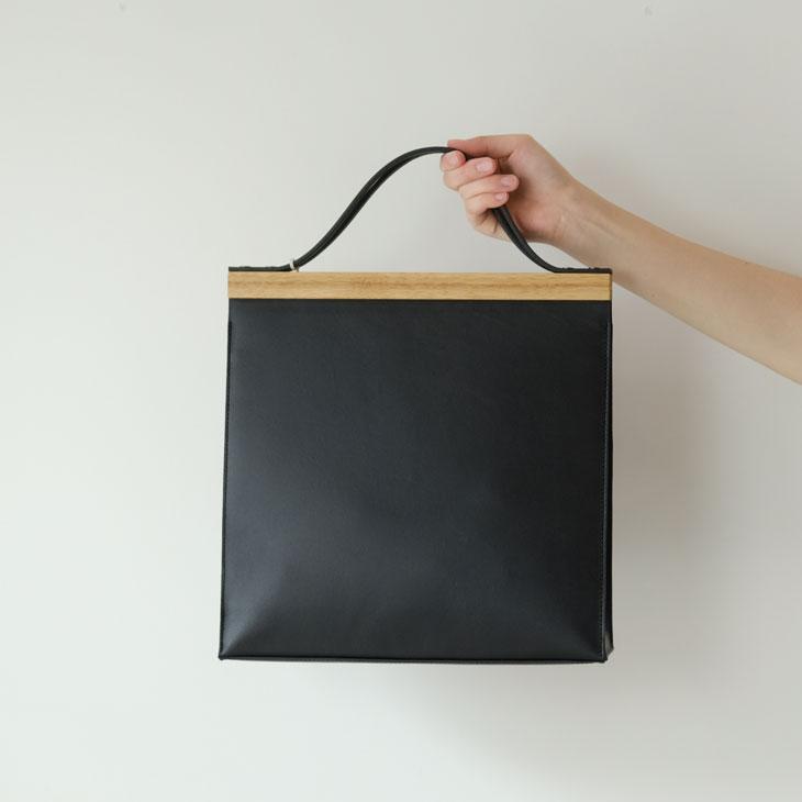 SALE セール】yuruku (ユルク) | Clap Wood Square Hand Bag L (black
