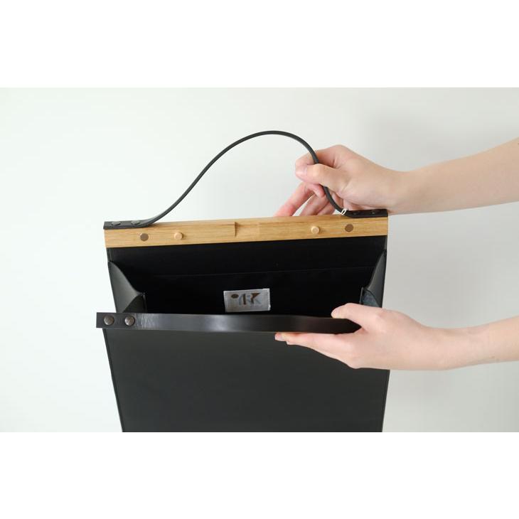 SALE セール】yuruku (ユルク) | Clap Wood Square Hand Bag L (black
