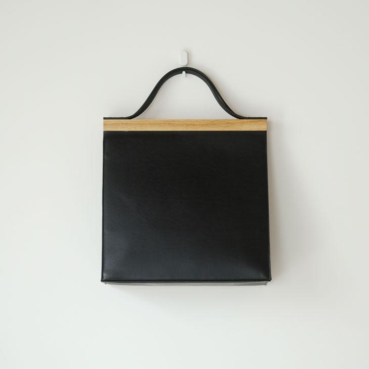 YURUKU 黒革　バッグ SALE セール】yuruku (ユルク) | Clap Wood Square Hand Bag L (black