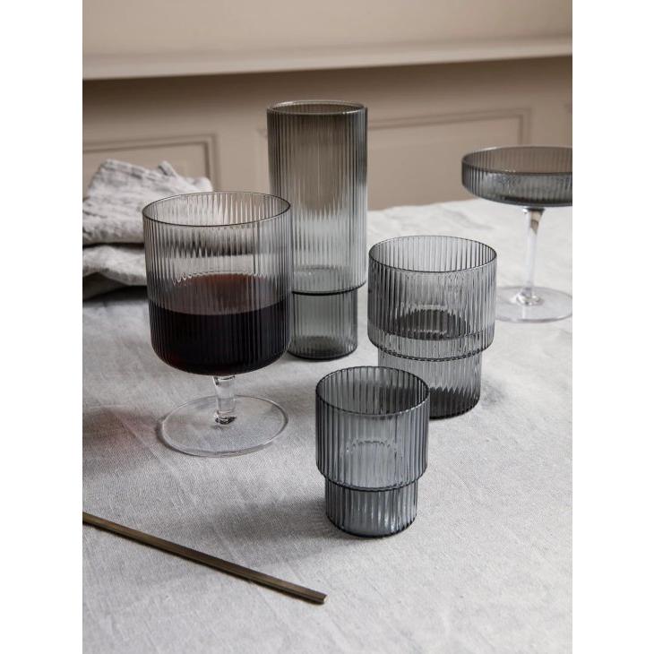 ferm LIVING (ファームリビング) | Ripple Glasses 4 pcs set (smoked grey) | グラス リビング キッチン インテリア 北欧の画像