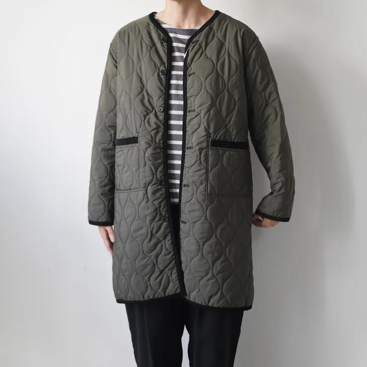洗えるキルティングリバーシブルコート　ブラック×カーキ　ポンデシャロン Pont de Chalons（ポンデシャロン） | 洗えるキルティングリバーシブル