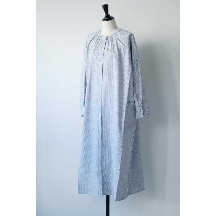 HEAVENLY (ヘブンリー) | COTTON LINEN STRIPE SHIRT ONEPIECE (black