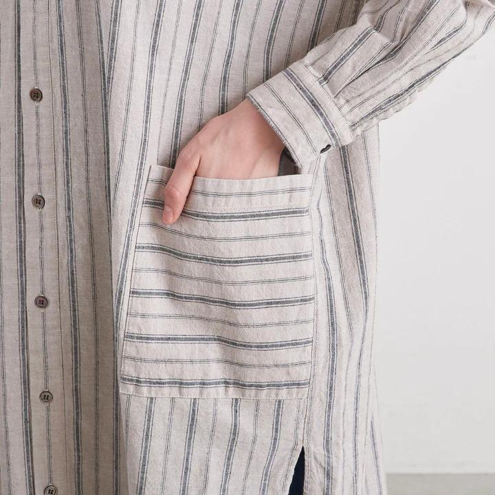 HEAVENLY (ヘブンリー) | COTTON LINEN STRIPE SHIRT TUNIC (natural  