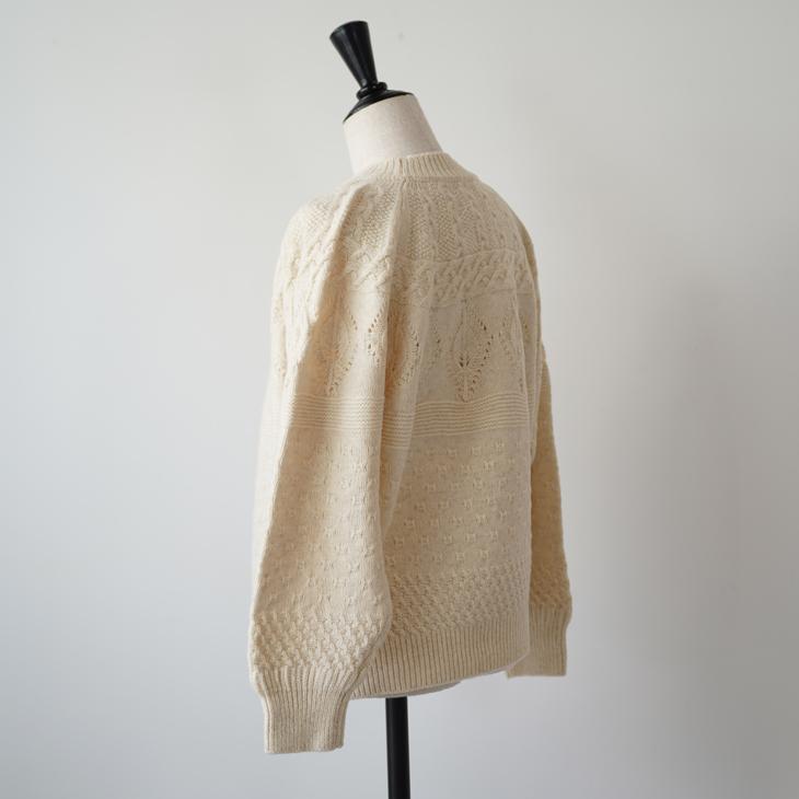ASEEDONCLOUD | Sankayo cable knit P/O (ivory/green) アシードン 