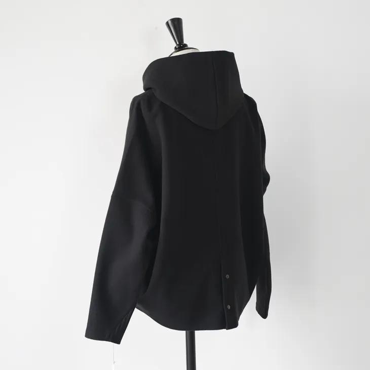 MK・b (エムケービー) | メランジ起毛ニット&リブニット デザインフーディー (ブラック) size 40 | パーカー_4