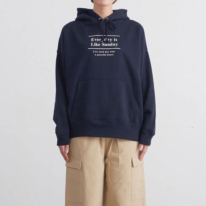 ALDAYS (オルデイズ) | BIG SILHOUETTE SWEAT HOODIE " LIKE SUNDAY " (navy / ash) | トップス スウェット フーディー_4