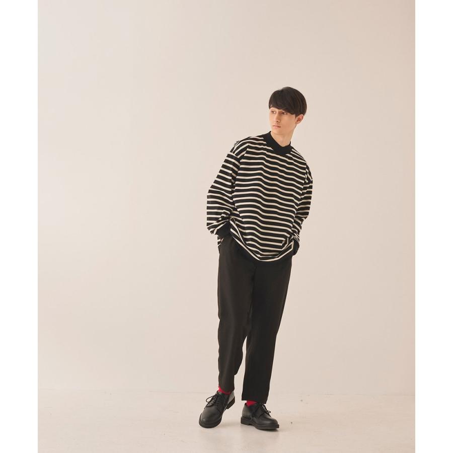 【SALE セール】amne (アンヌ) | BORDER gride fish mouth ( black / wedgwood ) | size 1 トップス シンプル ユニセックス ボーダー_3