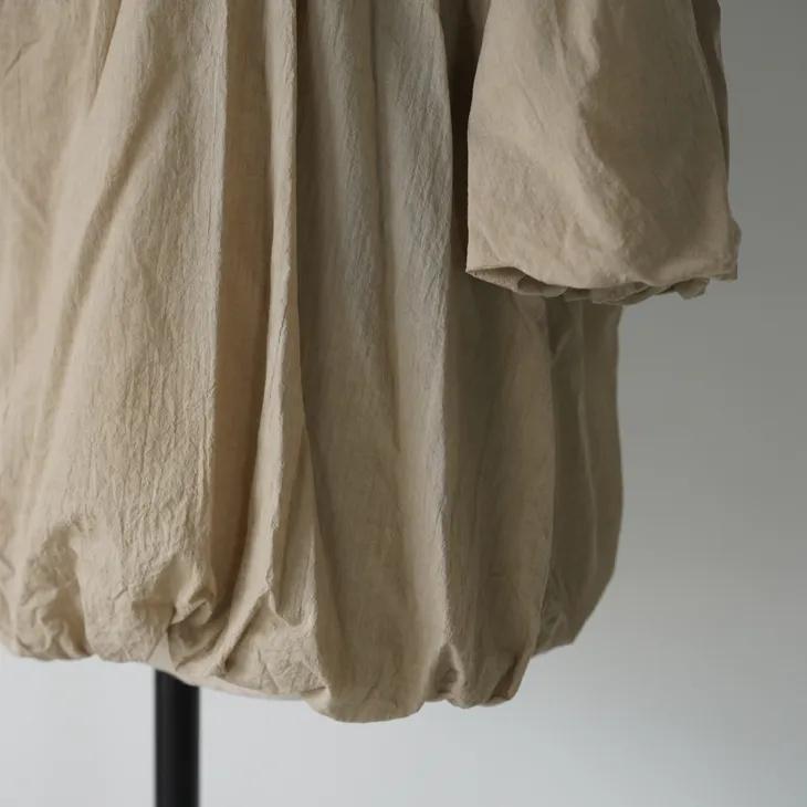 FACTORY (ファクトリー) | 綿ローン パラシュートブラウス (硫化ベージュ) size 2 | ギャザー バルーン袖 26SS 春夏の画像
