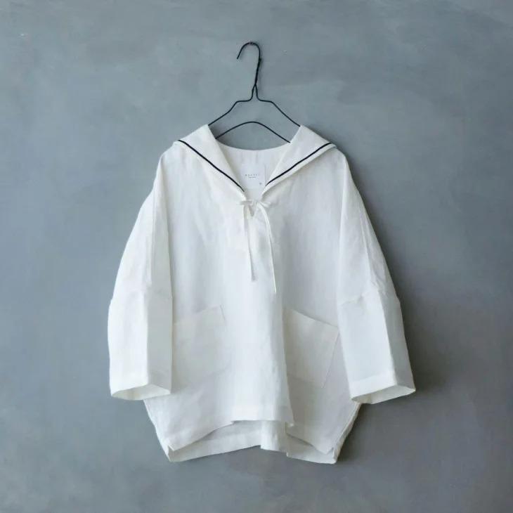 MAGALI | キャンバスリネン・セーラープルオーバー (off white 