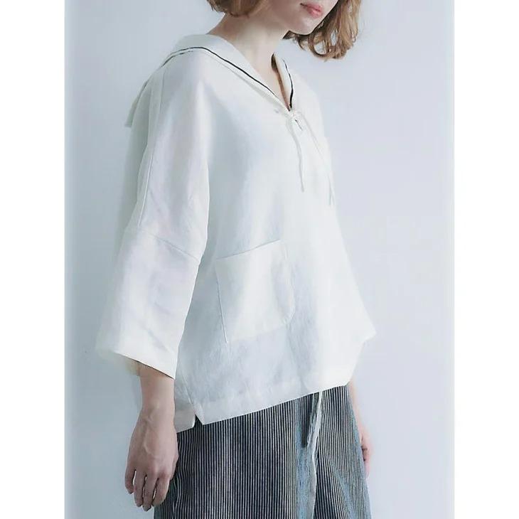 MAGALI | キャンバスリネン・セーラープルオーバー (off white 