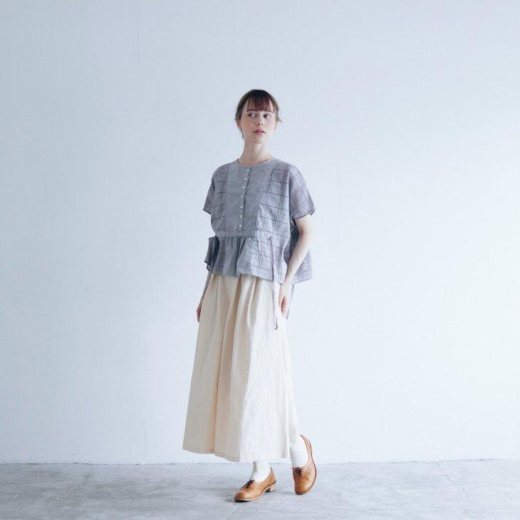MAGALI マガリ ガーメントダイ コットンレース ブラウス グレー 半袖 SALE セール】MAGALI | ガーメントダイ・コットンレース・ブラウス