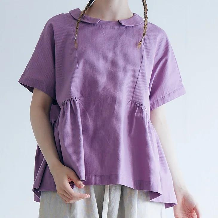 MAGALI | コットンドビー・ウエストギャザープルオーバー (purple