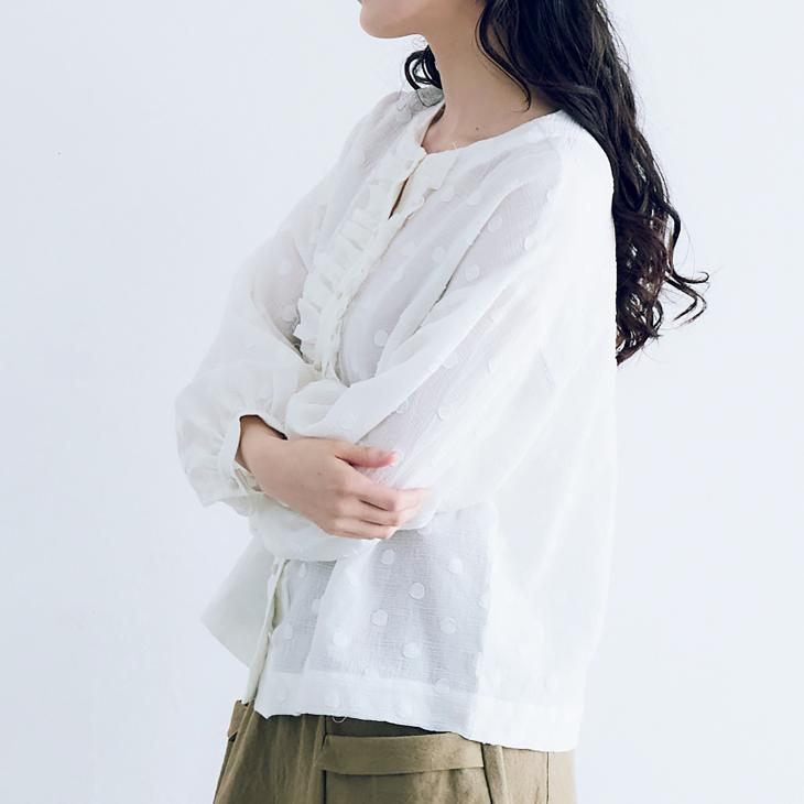 SALE セール】MAGALI | コットンスノードット・フリルブラウス