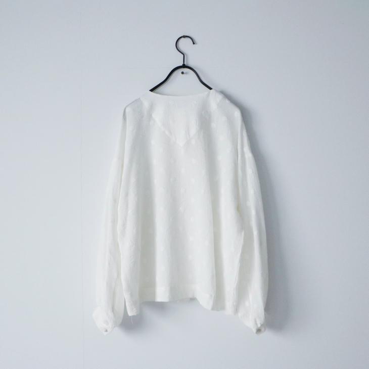 MAGALI | コットンスノードット・フリルブラウス (ホワイト