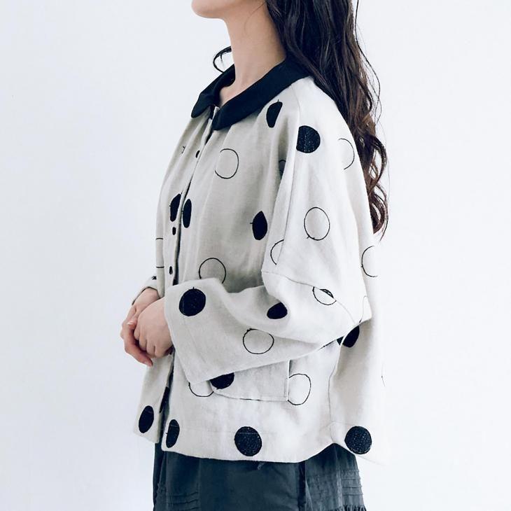 MAGALI リネンラウンドブラウス MAGALI マガリ リネンラウンドブラウス #ホワイト、ブラック