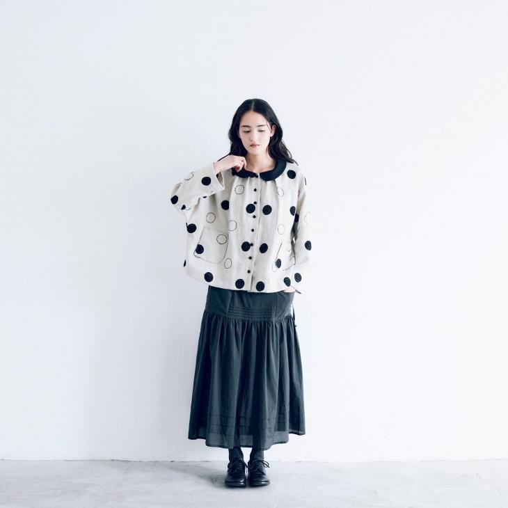 MAGALI リネンラウンドブラウス MAGALI | RONDリネン・ラウンドカラーブラウス (チャコール