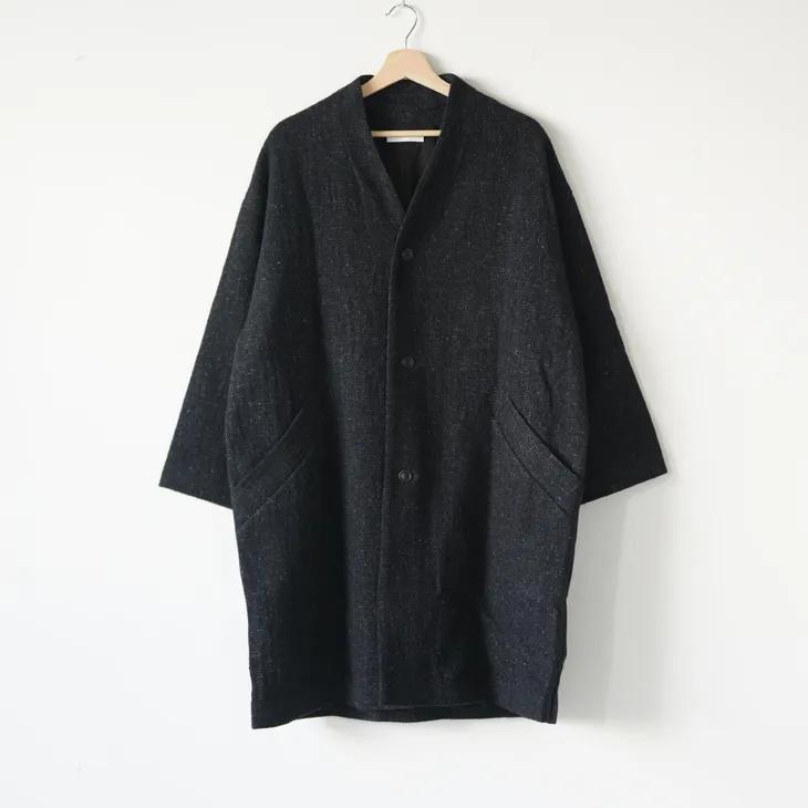 pub (ピューブ) | ウールリネン綾 ロングコート (ネイビー) アウター