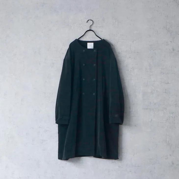 【SALE セール】MAGALI | オールドヴィンテージコットン・ダブルボタンコート (ブラック) | マガリ ジャケットの画像