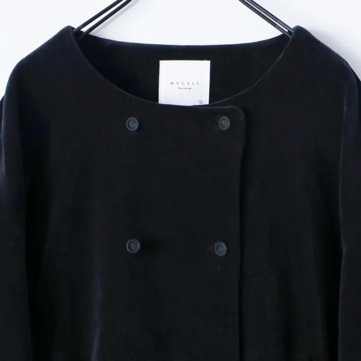 【SALE セール】MAGALI | オールドヴィンテージコットン・ダブルボタンコート (ブラック) | マガリ ジャケットの画像