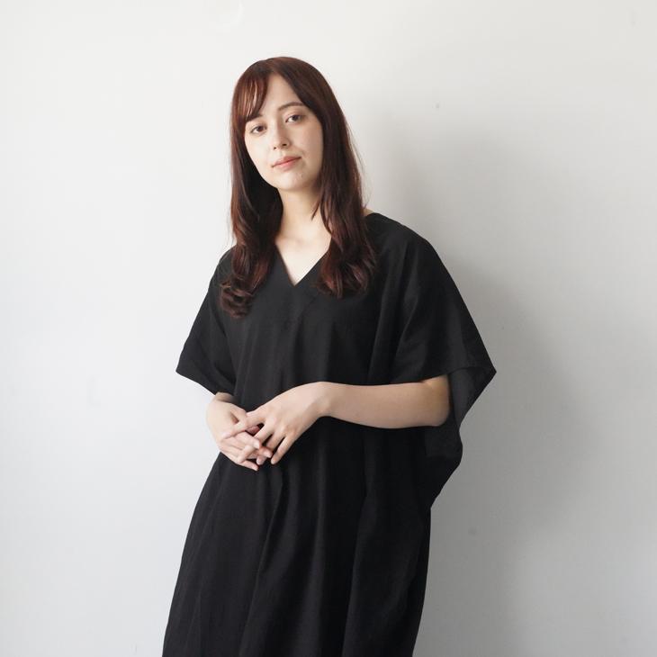 FACTORY (ファクトリー) | 綿ローン Vネックポンチョ (硫化ベージュ/ディープグリーン/ブラック) size 2 | レディース ワンピース コットンローン 26ss 春夏