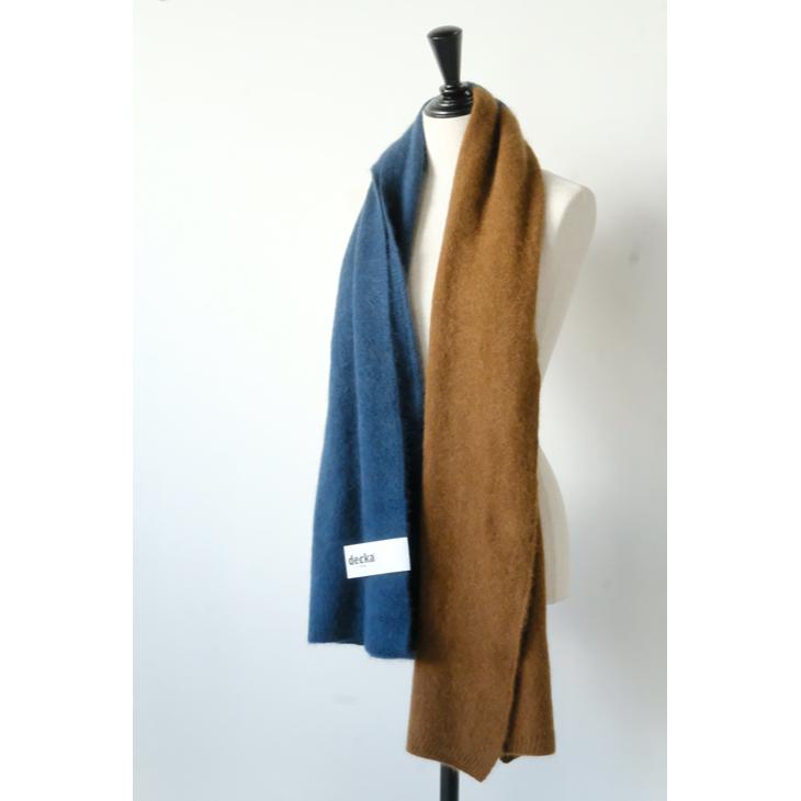 decka -clothing- | Knitted Scarf | Bicolor (blue×brown) 45x180cm | デカ ニットスカーフ マフラー バイカラー｜hafen｜03
