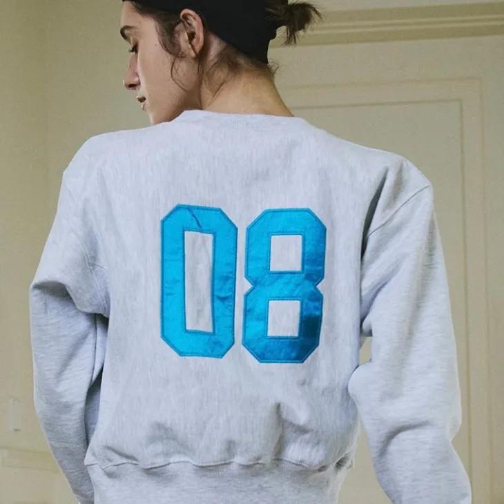 GREEN BUTTER (グリーンバター) | Patch Crop Sweatshirt (l/melange) | トップス プルオーバー スウェット 韓国_5