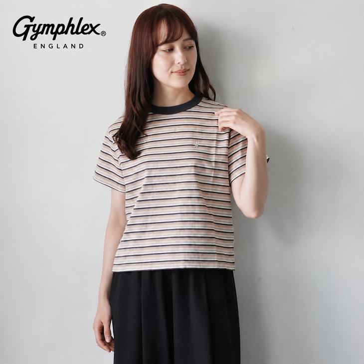 GYMPHLEX | MST CREW NECK S/S T-SHIRT (beige stripe/lime stripe 