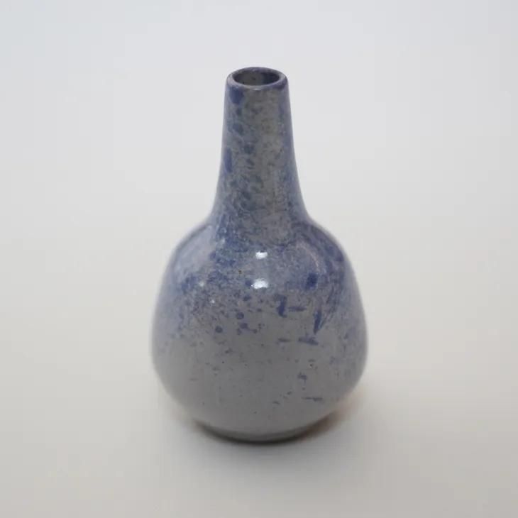Hoganas ホガナス スウェーデン 北欧ヴィンテージフラワーベース花瓶陶器製 Hoganas Sweden | Vintage flower vase (white/blue) 北欧ヴィンテージ