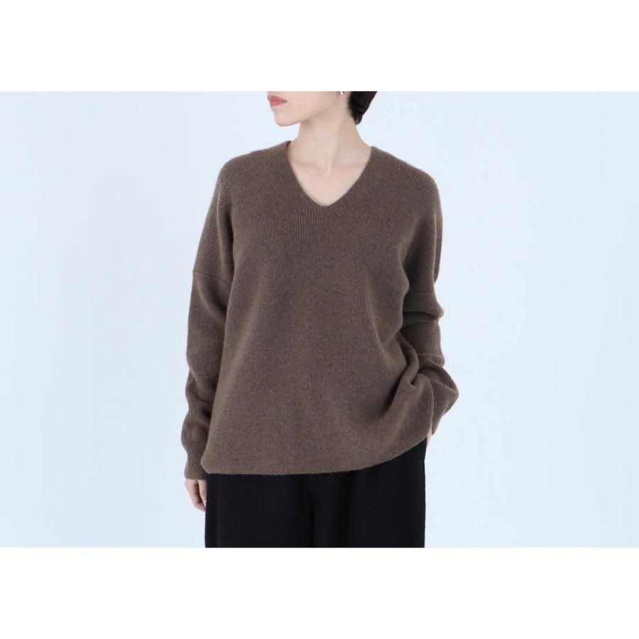 FACTORY ヤクVネック片あぜセーター FACTORY (ファクトリー) | 24AW ヤク Vネック片畦セーター (brown