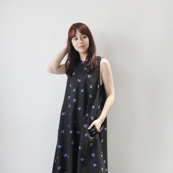 LE GLAZIK（ルグラジック） | PTO SLEEVELESS DRESS (black x flower 