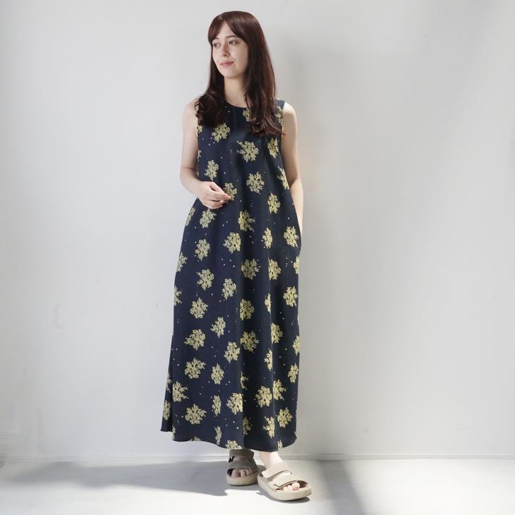 LE GLAZIK（ルグラジック） | PTO SLEEVELESS DRESS (navy x mimosa 