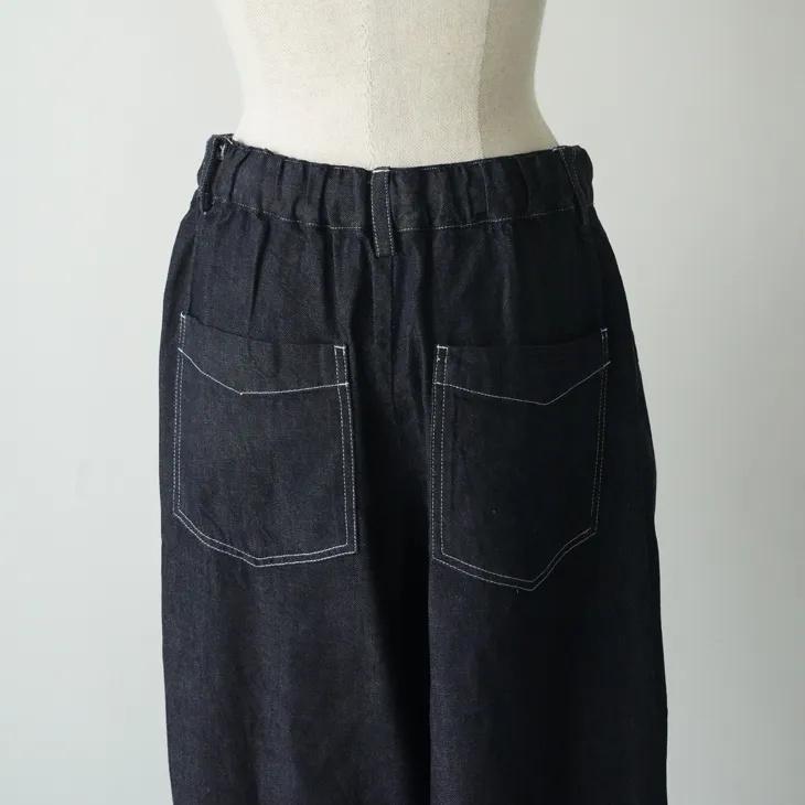 マノン　デニム　ブルー＋黒34サイズ MANON（マノン） | DENIM THREE TUCK WIDE PANTS (denim) one size