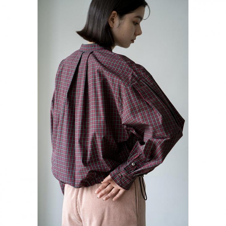 SALE セール】MANON (マノン) | TUCK SLEEVE CHECK RIBBON BLOUSE (red