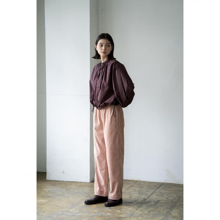SALE セール】MANON (マノン) | TUCK SLEEVE CHECK RIBBON BLOUSE (red 