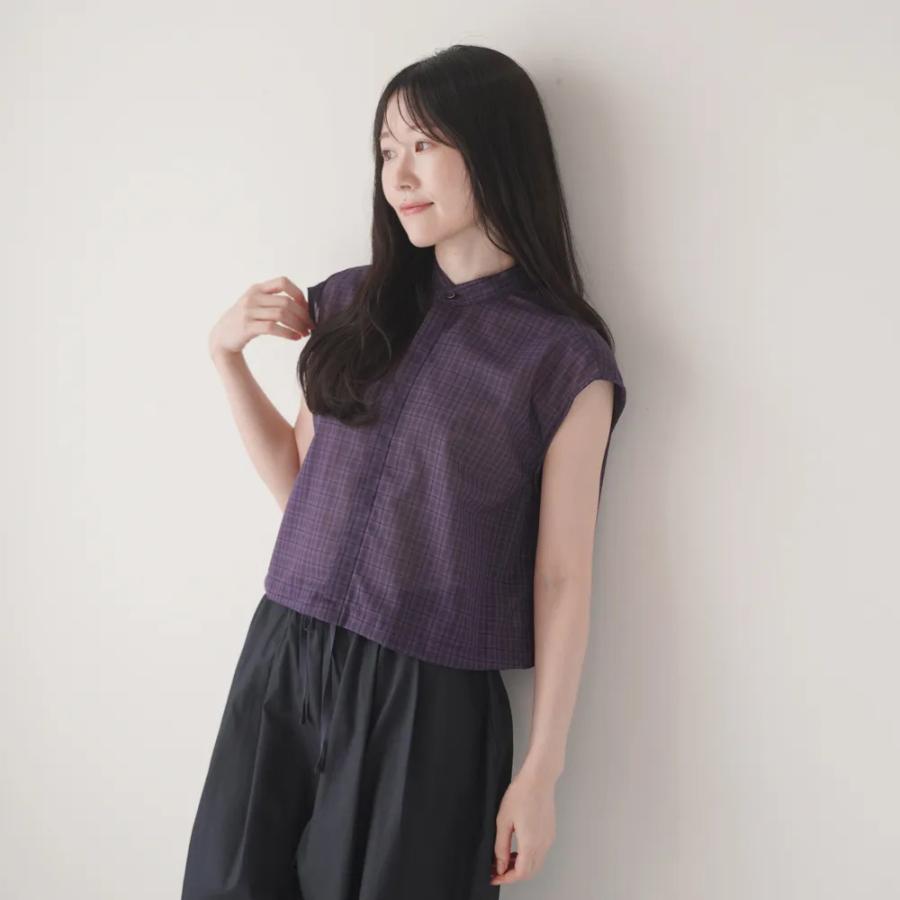 MANON（マノン） | SUMMER WOOL MIX NO SLEEVE SHORT BLOUSE (purple 
