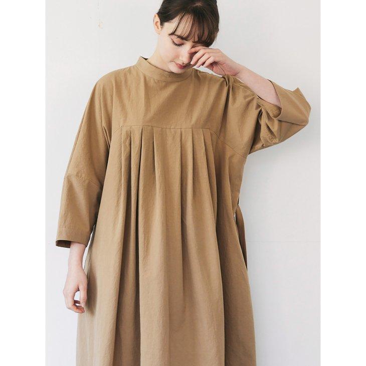MAGALI | オールドコットン・ハイネックワンピース (カフェオレ 