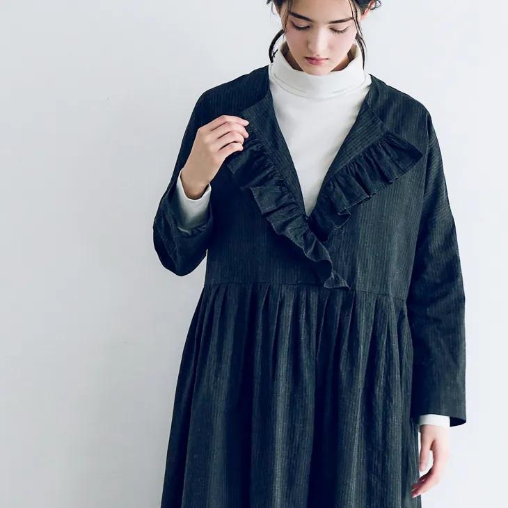 MAGALI（マガリ） | 墨染めコットンリネン・フリルワンピース
