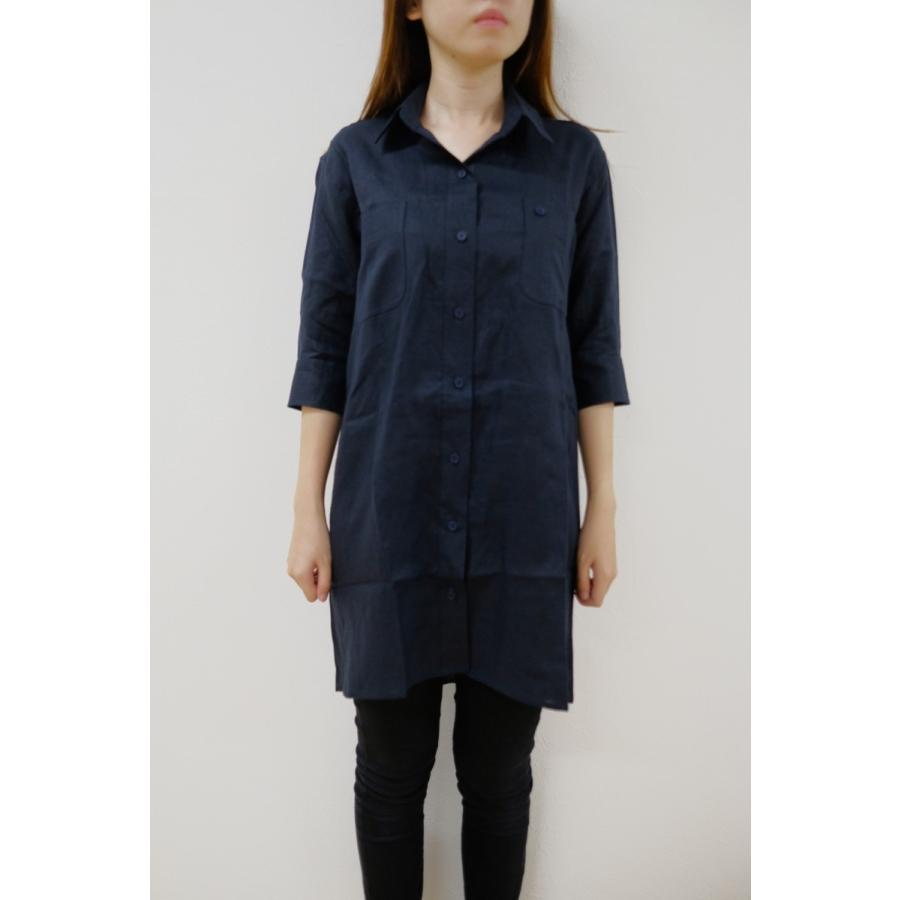 CEREMONY | Loose linen dress (navy blue) | トップス｜hafen｜02