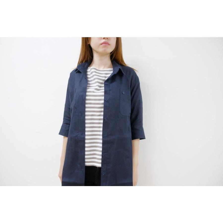 CEREMONY | Loose linen dress (navy blue) | トップス｜hafen｜03