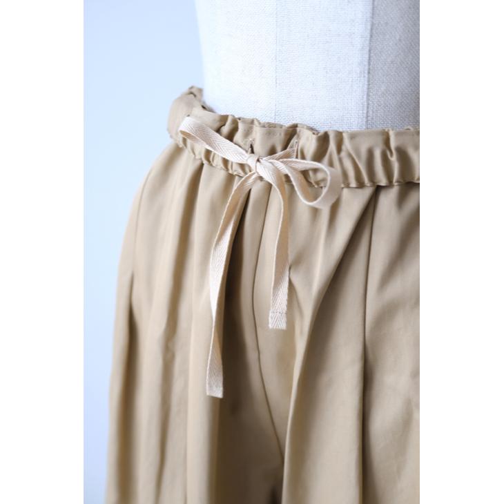 STAMP AND DIARY | ウエストタックワイドパンツ 94cm丈 (ivory / beige