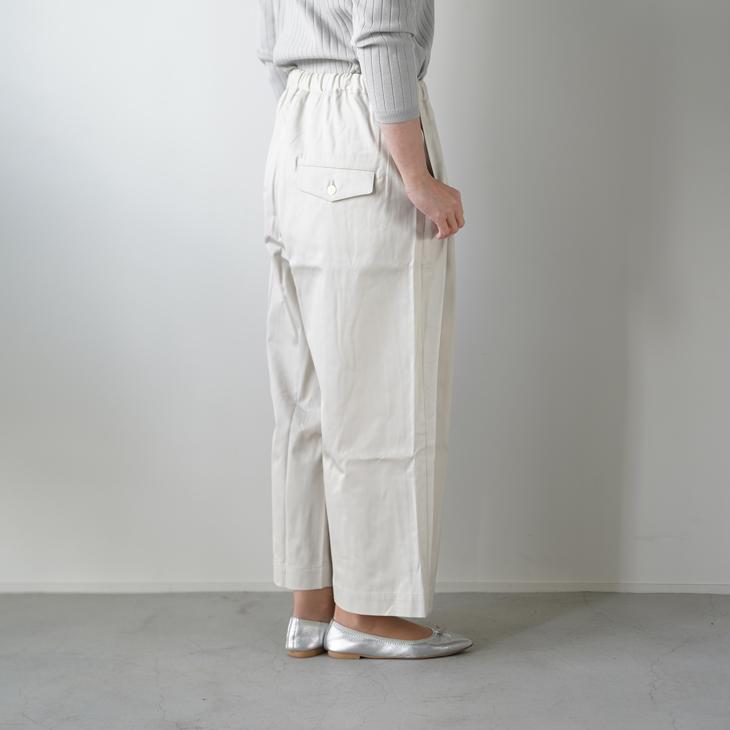 STAMP AND DIARY | ウエストタックワイドパンツ 94cm丈 (ivory / beige