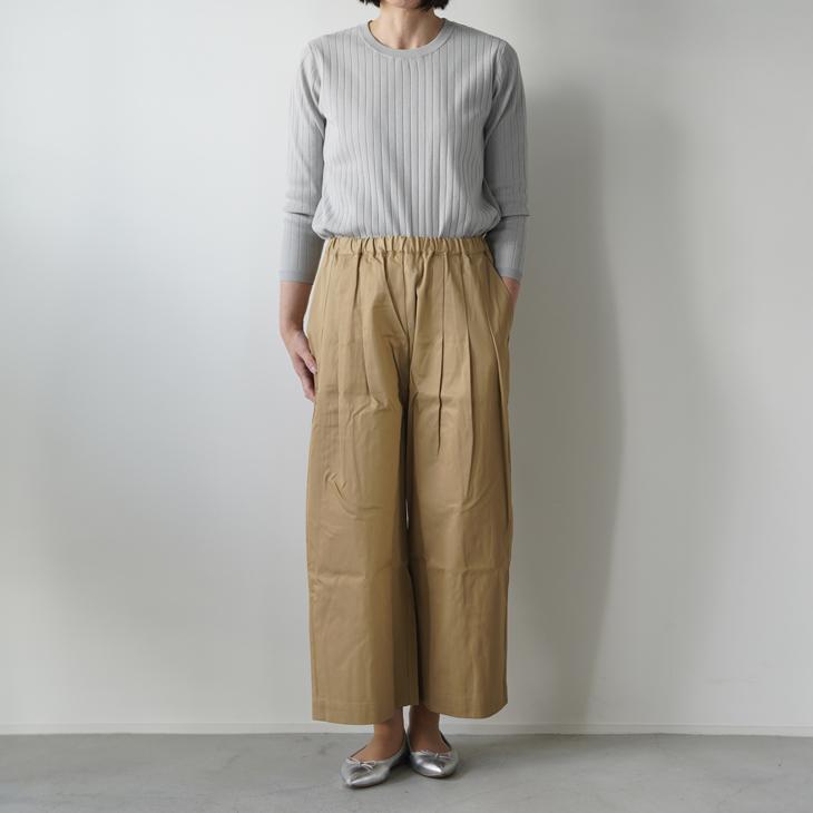 STAMP AND DIARY | ウエストタックワイドパンツ 94cm丈 (ivory / beige