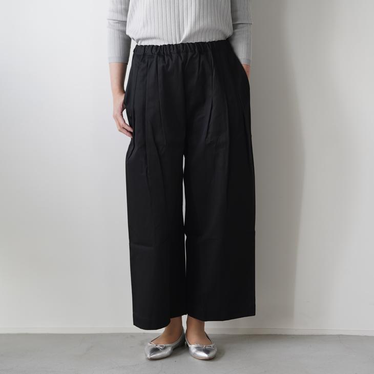 STAMP AND DIARY | ウエストタックワイドパンツ 94cm丈 (ivory / beige