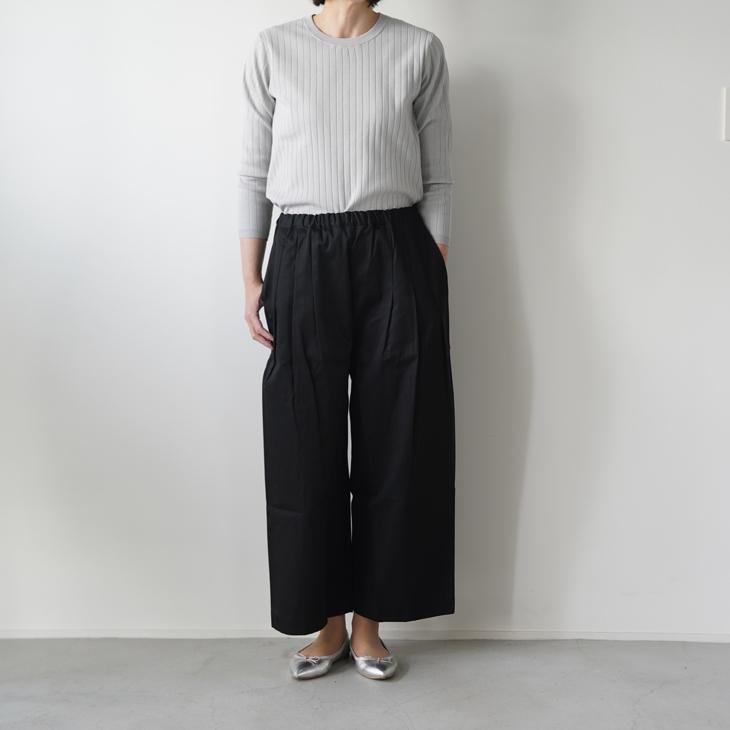 STAMP AND DIARY | ウエストタックワイドパンツ 94cm丈 (ivory / beige