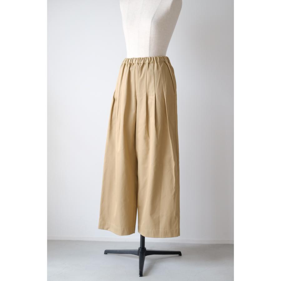 STAMP AND DIARY | ウエストタックワイドパンツ 94cm丈 (ivory / beige