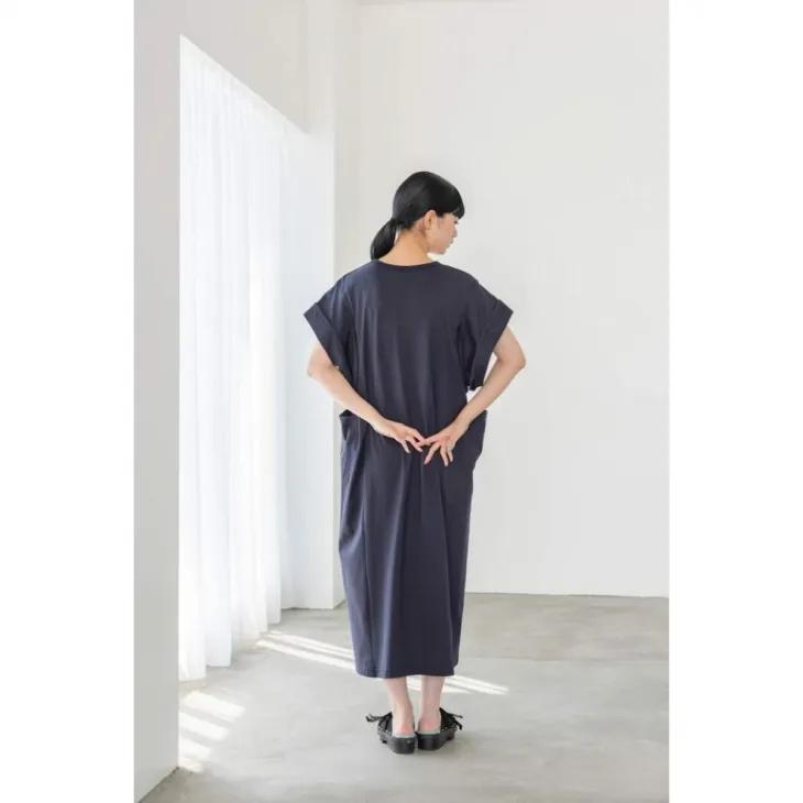 sneeuw（スニュウ） | フォルデッドスリーブワンピース (dark navy