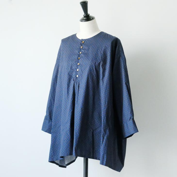 the last flower of the afternoon シャツ the last flower of afternoon | 薄氷の汀 / Open clllared tuck shirt