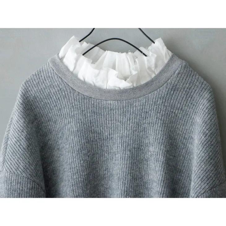 SALE セール】MAGALI | クォーターニット・フリルプルオーバー (gray