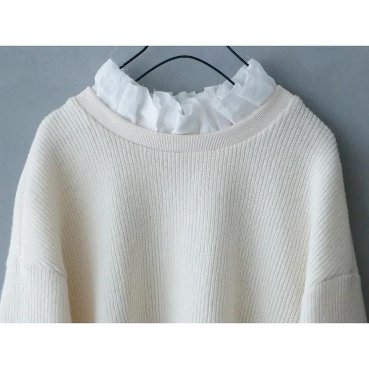 SALE セール】MAGALI | クォーターニット・フリルプルオーバー (ivory